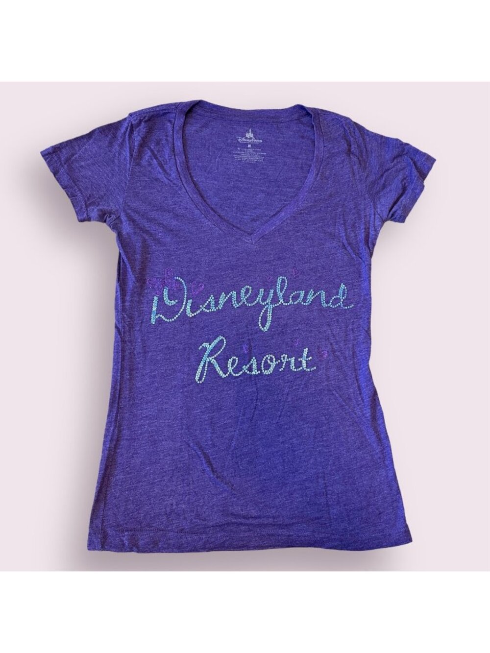 Disney Parks Disneyland Resort Purple V-Neck Graphic T-Shirt Women’s Medium